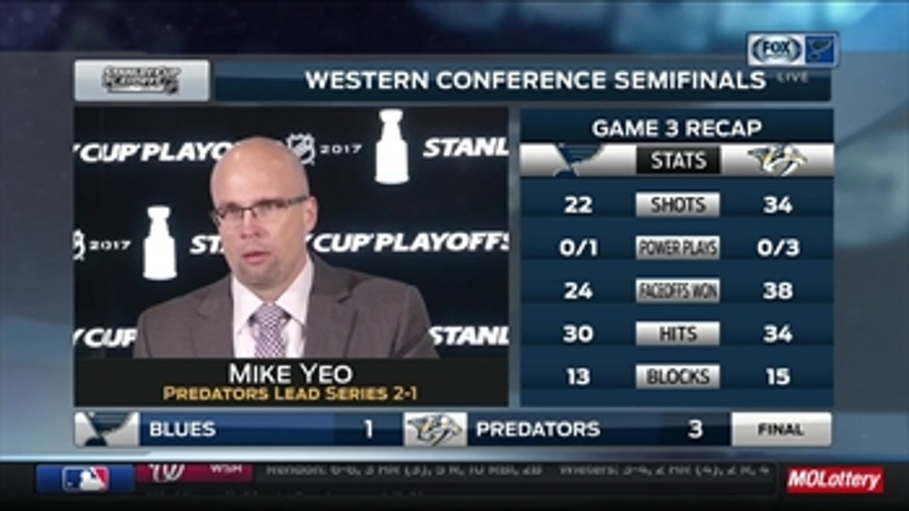 Yeo: Predators upped their game, Blues didn't