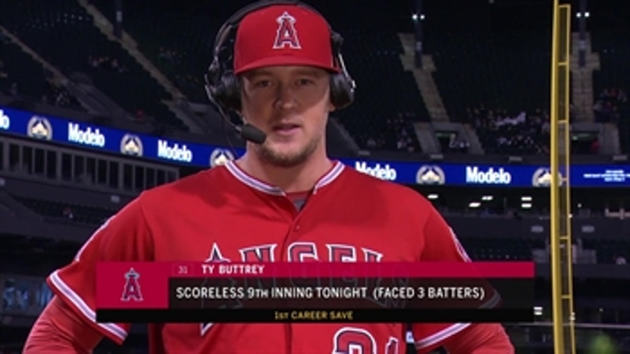 Ty Buttrey of the Angels picks up the first save of his career