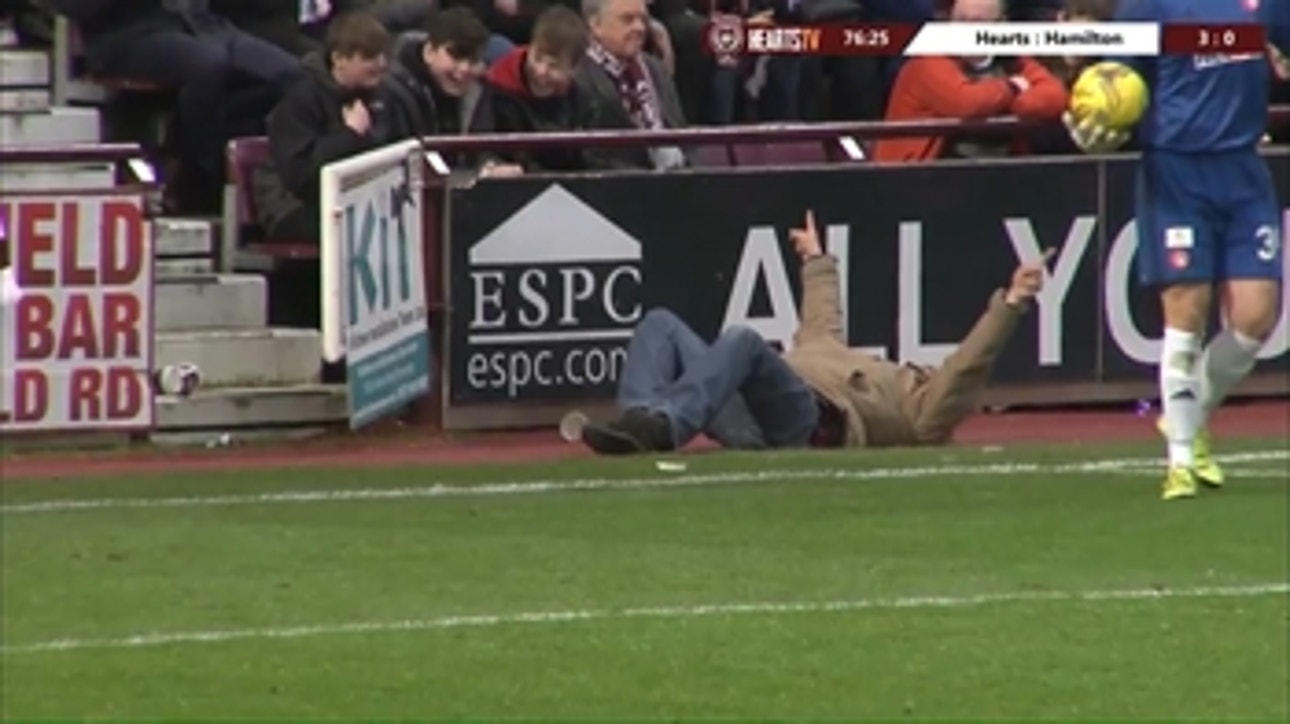 This fan takes one of the craziest dives ever