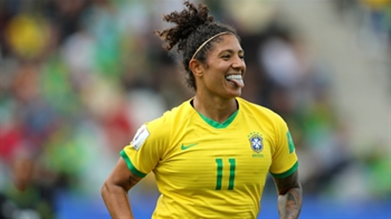 Brazil's Cristiane scores second goal despite Jamaica defender's best efforts
