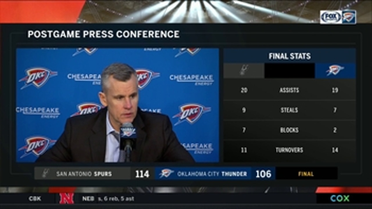 Billy Donovan on the tough Thunder loss against the Spurs