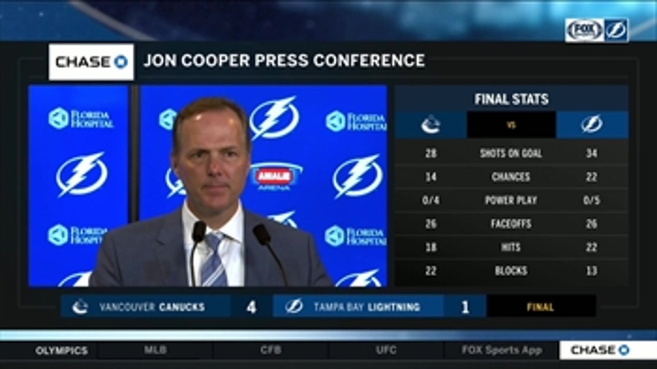 Jon Cooper on defeat to Canucks: Bolts are not finishing