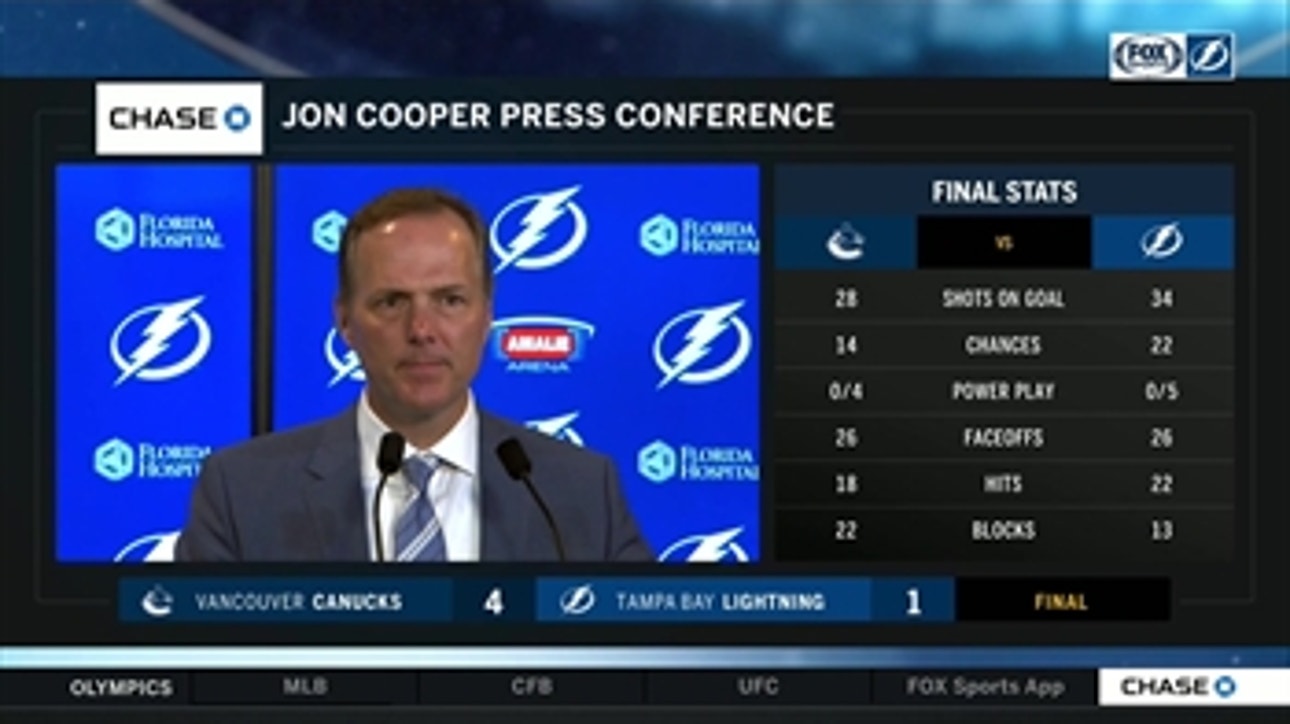 Jon Cooper on defeat to Canucks: Bolts are not finishing