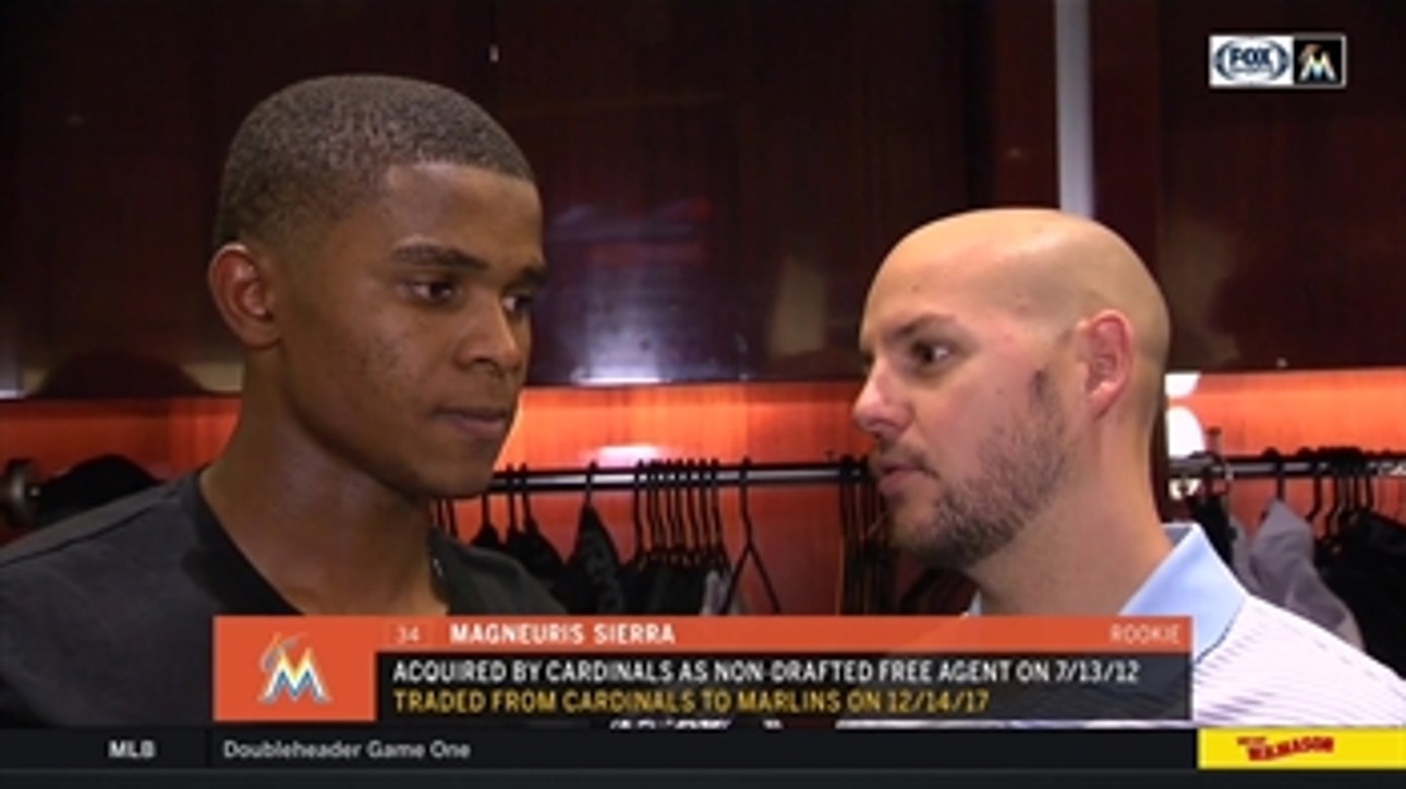 Magneuris Sierra reacts to walk-off win against Nats