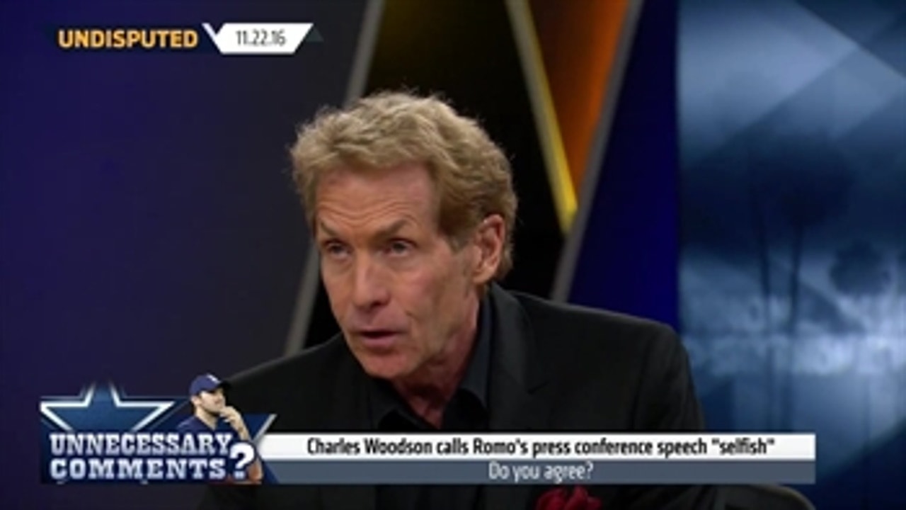 Skip Bayless completely disagrees with Charles Woodson's comments on Romo ' UNDISPUTED