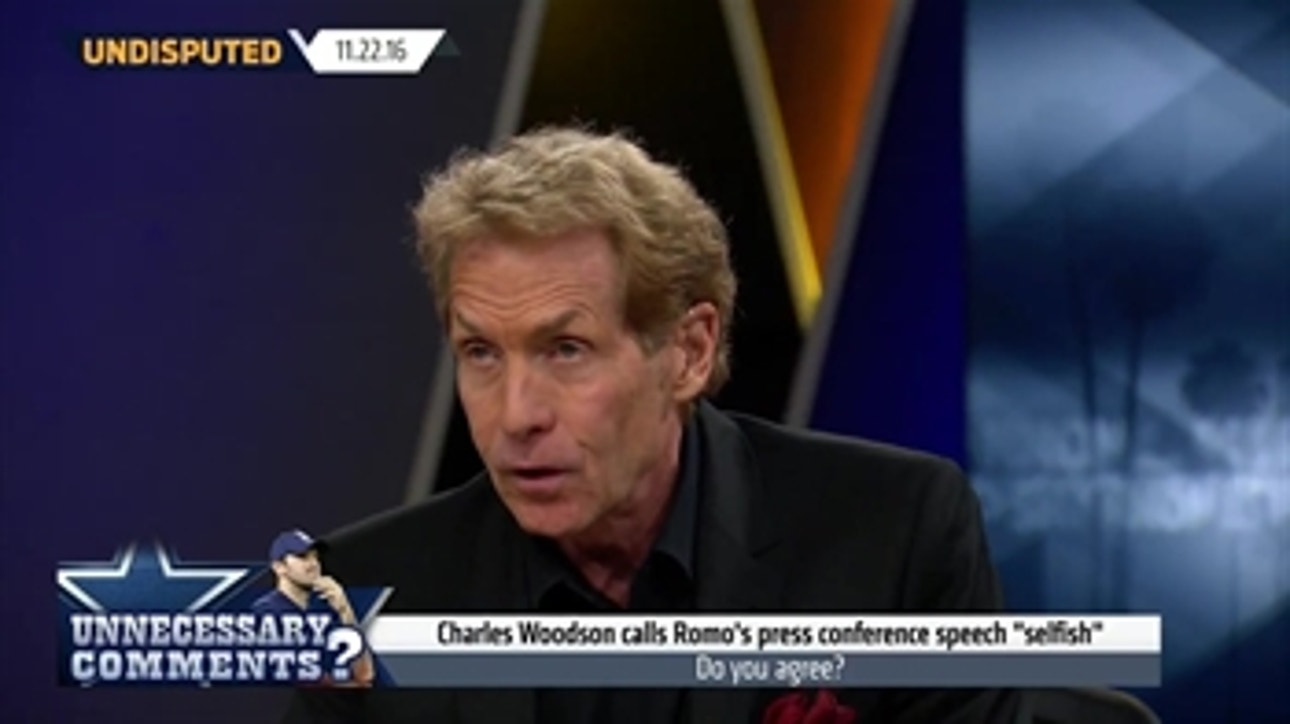 Skip Bayless completely disagrees with Charles Woodson's comments on Romo ' UNDISPUTED