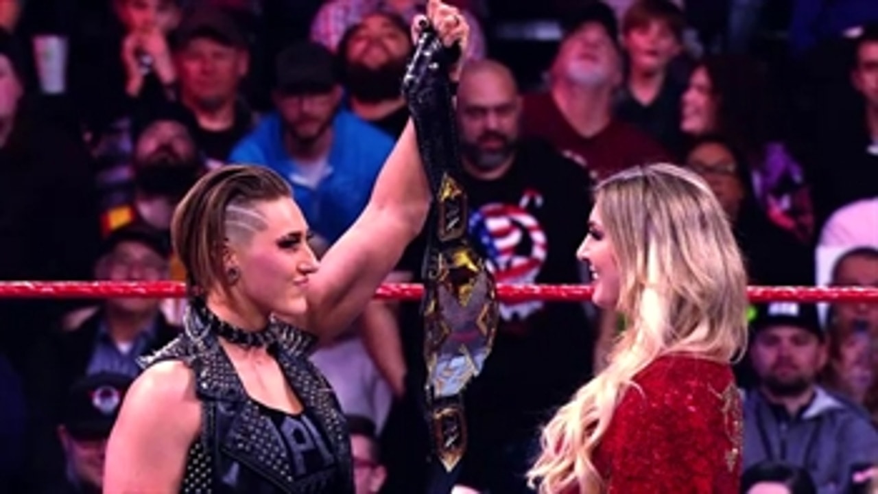 NXT Champion Rhea Ripley engages Charlotte Flair at WrestleMania