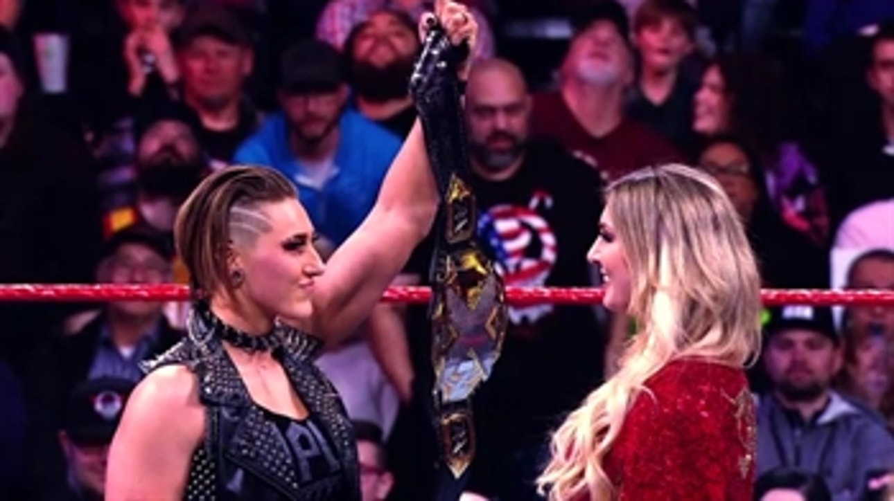 NXT Champion Rhea Ripley engages Charlotte Flair at WrestleMania