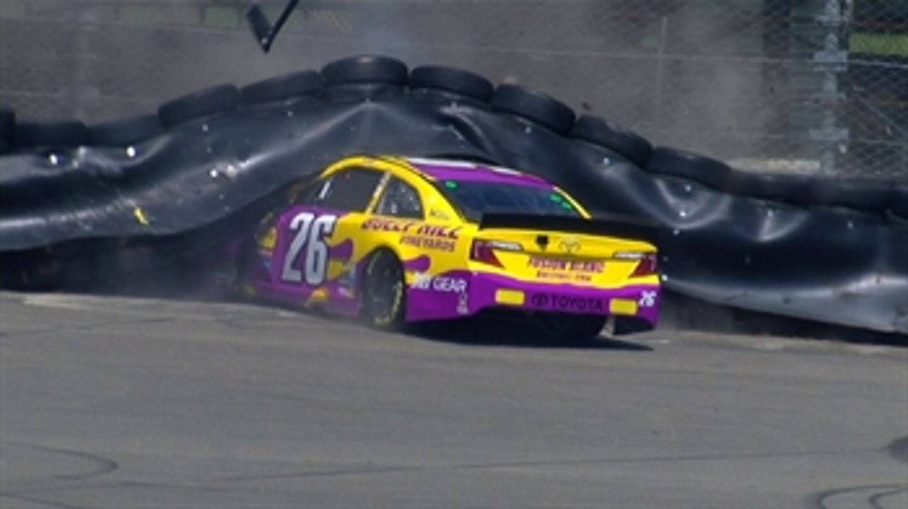 CUP: Cole Whitt Slams into Tire Barrier - Watkins Glen 2014