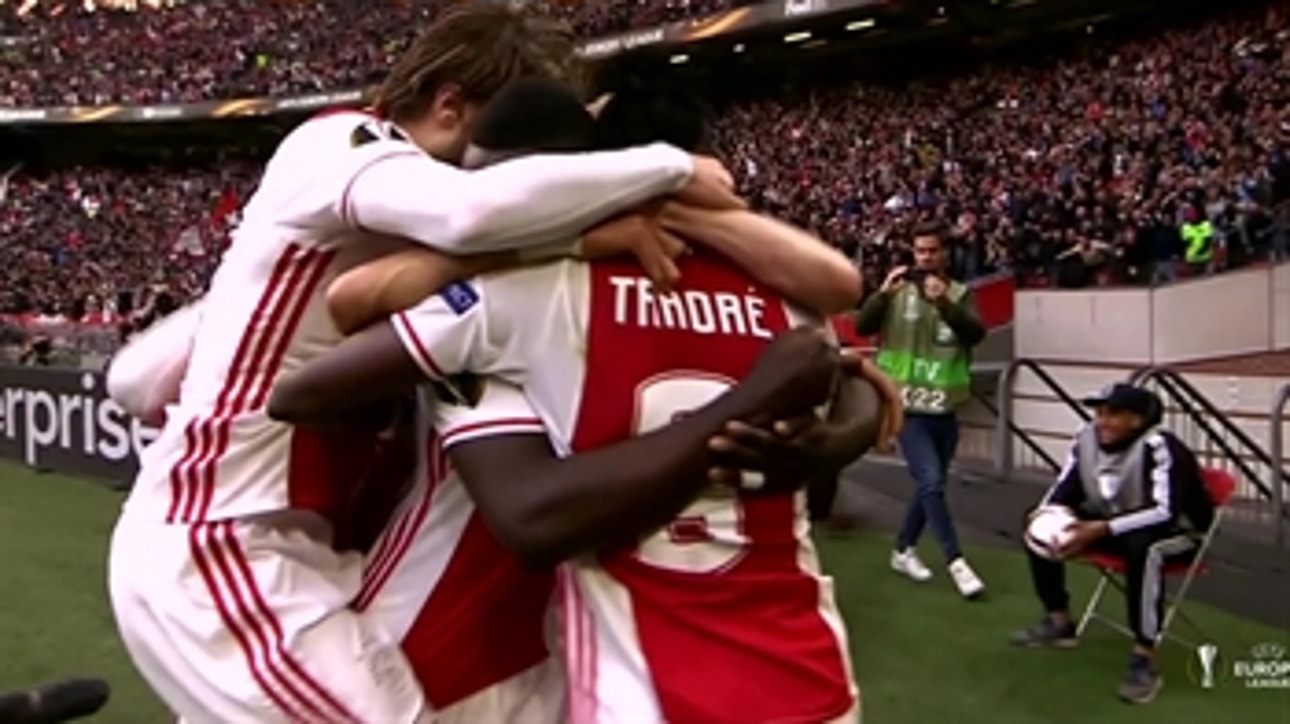 Bertrand Traore's header gives Ajax a 1-0 lead  ' 2016-17 UEFA Europa League Highlights