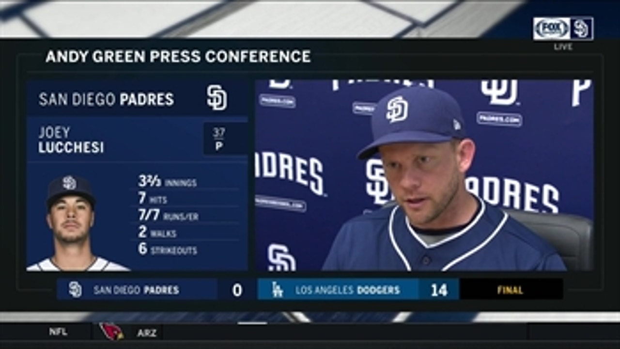 Padres skipper Andy Green discusses Joey Lucchesi's tough outing in LA