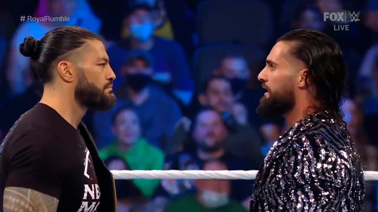 Roman Reigns confronts Royal Rumble challenger Seth Rollins ' WWE on Fox