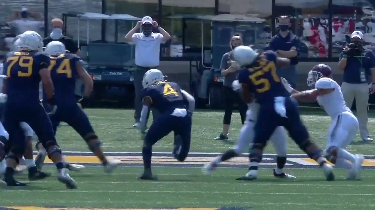 Leddie Brown scores West Virginia first touchdown of the season with a 15-yard scamper