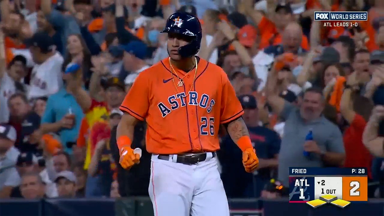 Astros score four runs in second inning, take a commanding 5-1 lead over Braves