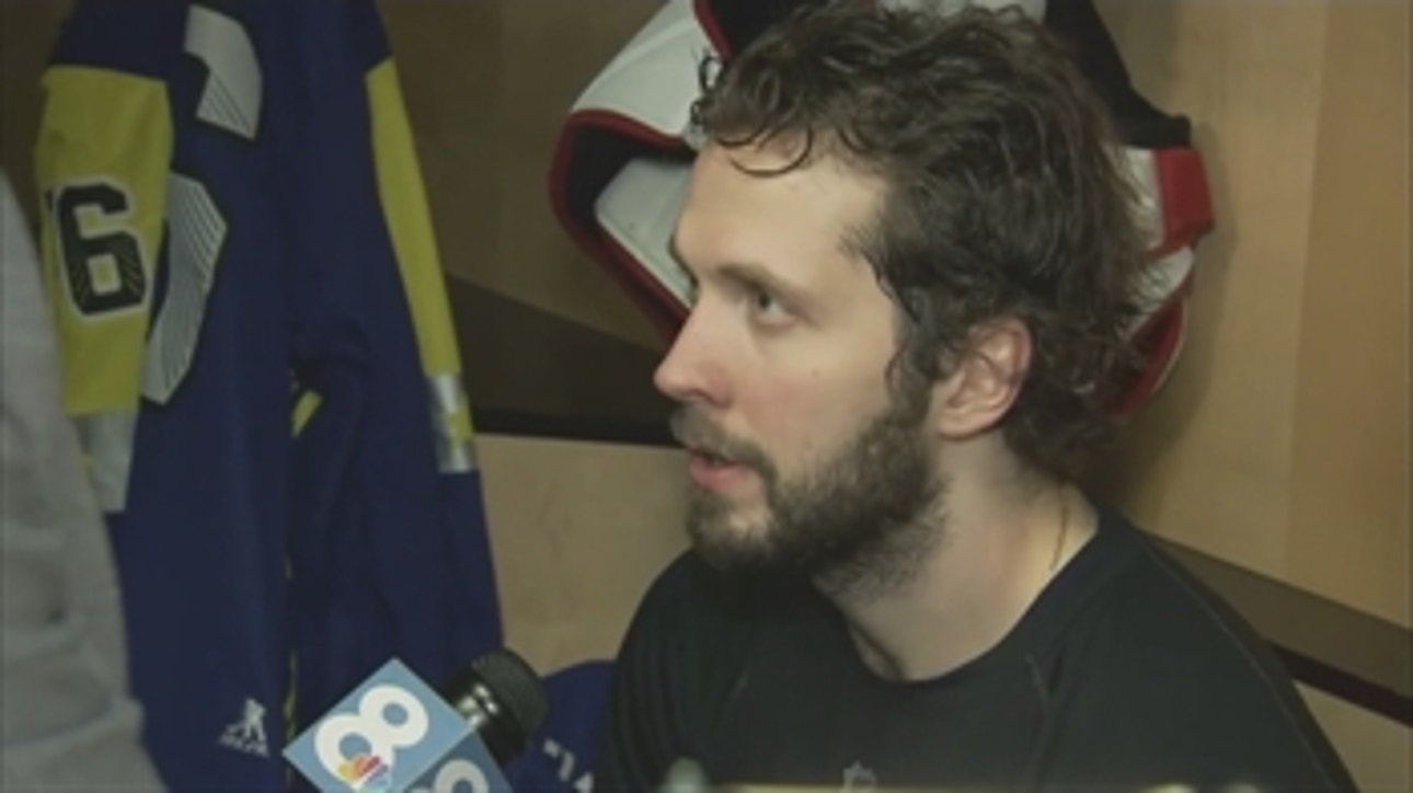 Nikita Kucherov on hats - and helmets - flying after his hat trick