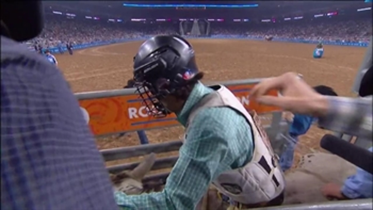 Four cowboys stay on in a row ' Bull Riding ' RODEOHOUSTON