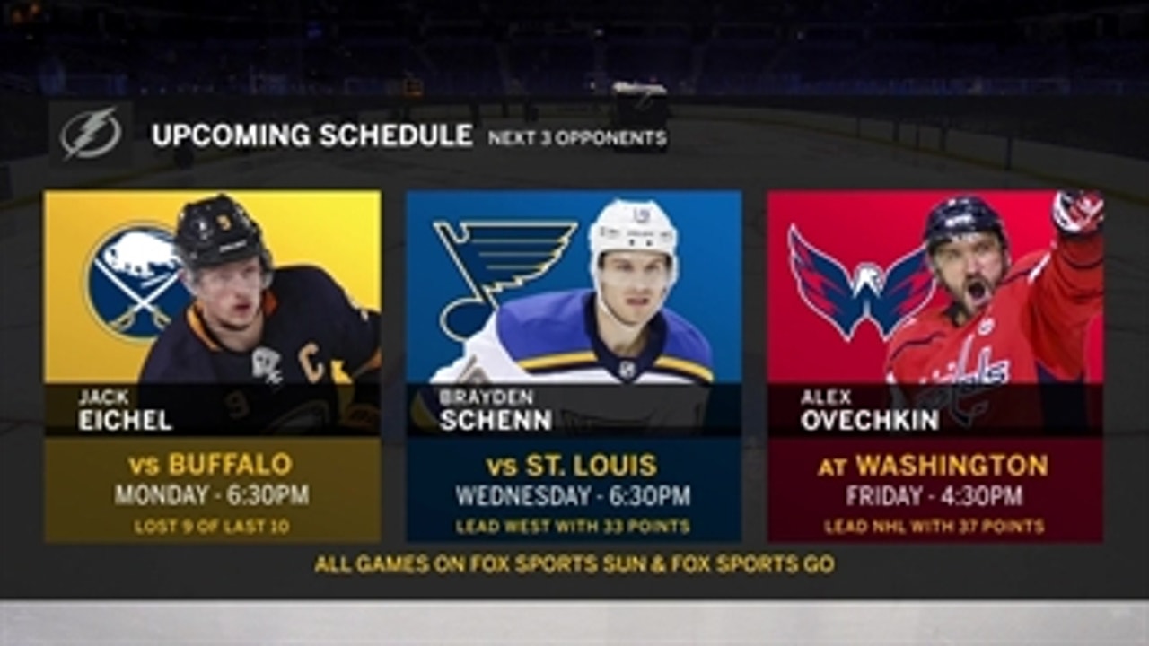 Lightning look to run win streak to 3 against visiting Sabres