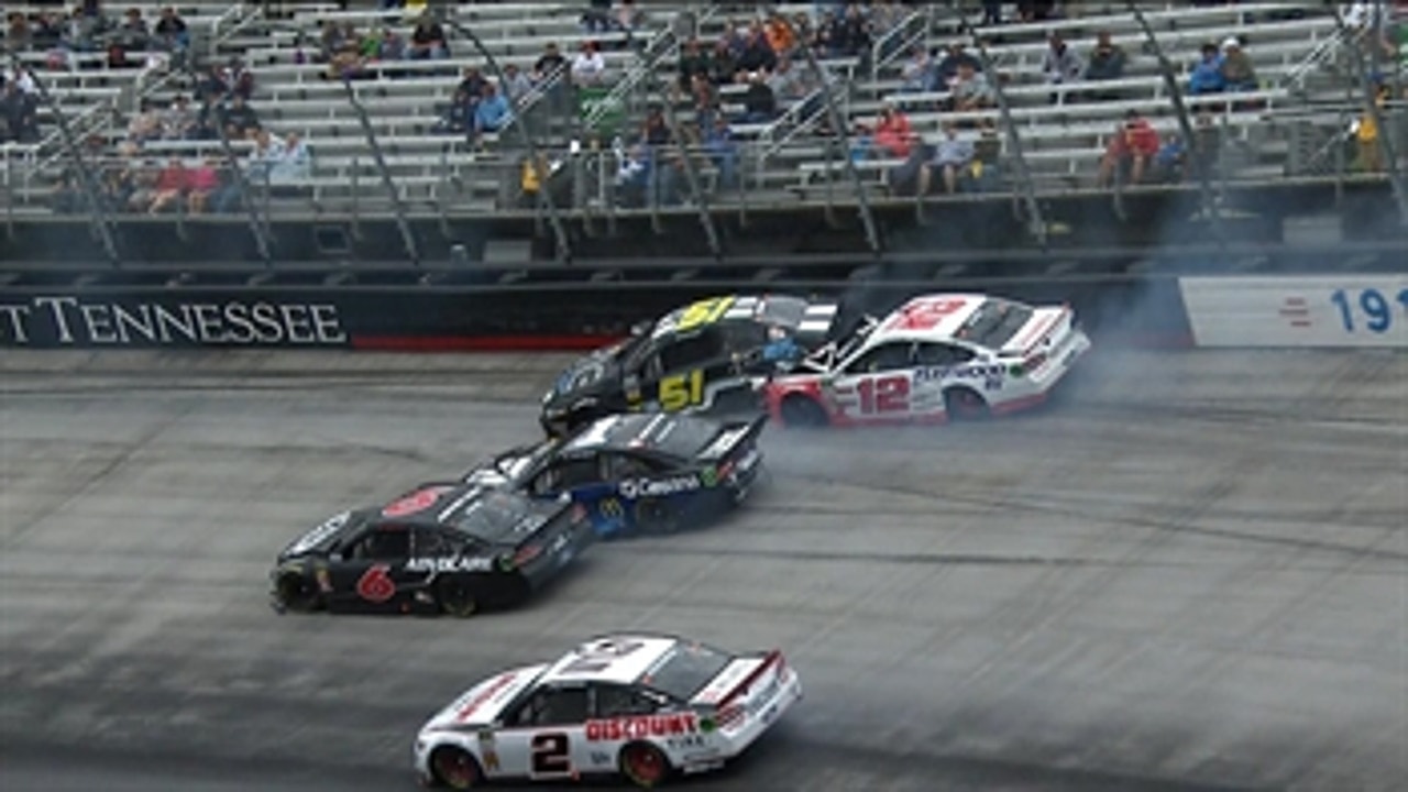 Ryan Blaney gets caught in big wreck after strong start at Bristol  | 2018 BRISTOL | FOX NASCAR