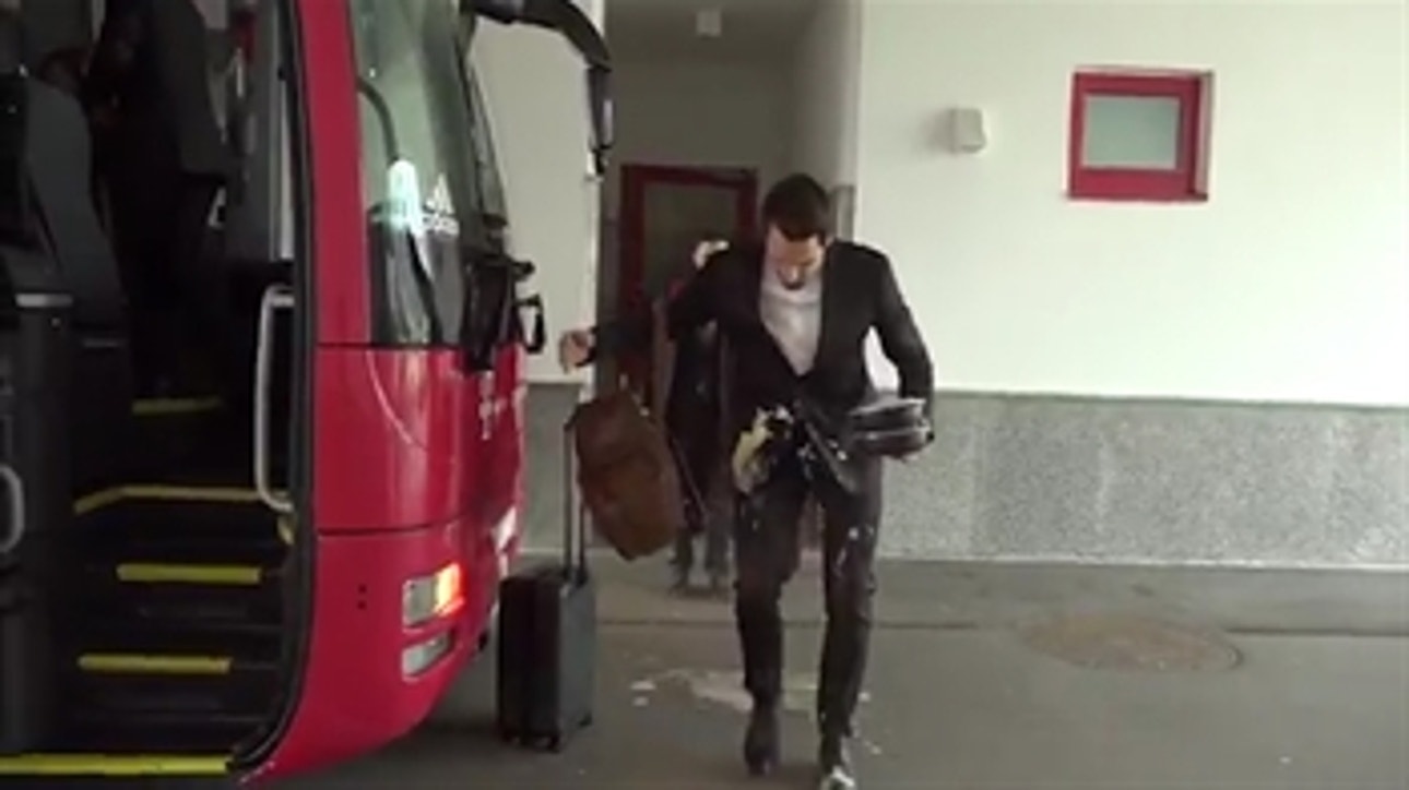 Bayern's Mats Hummels had a bit of trouble with his coffee