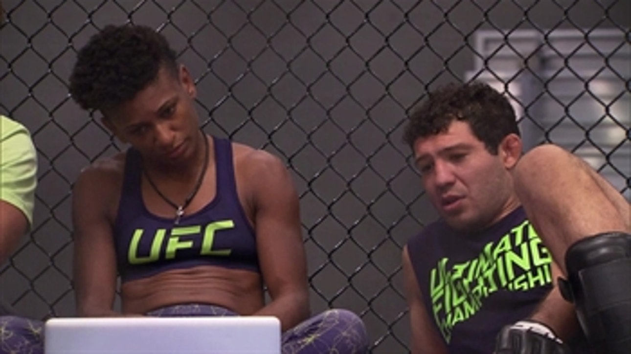 Angela Hill talks strategy with Gilbert Melendez and Jake Shields
