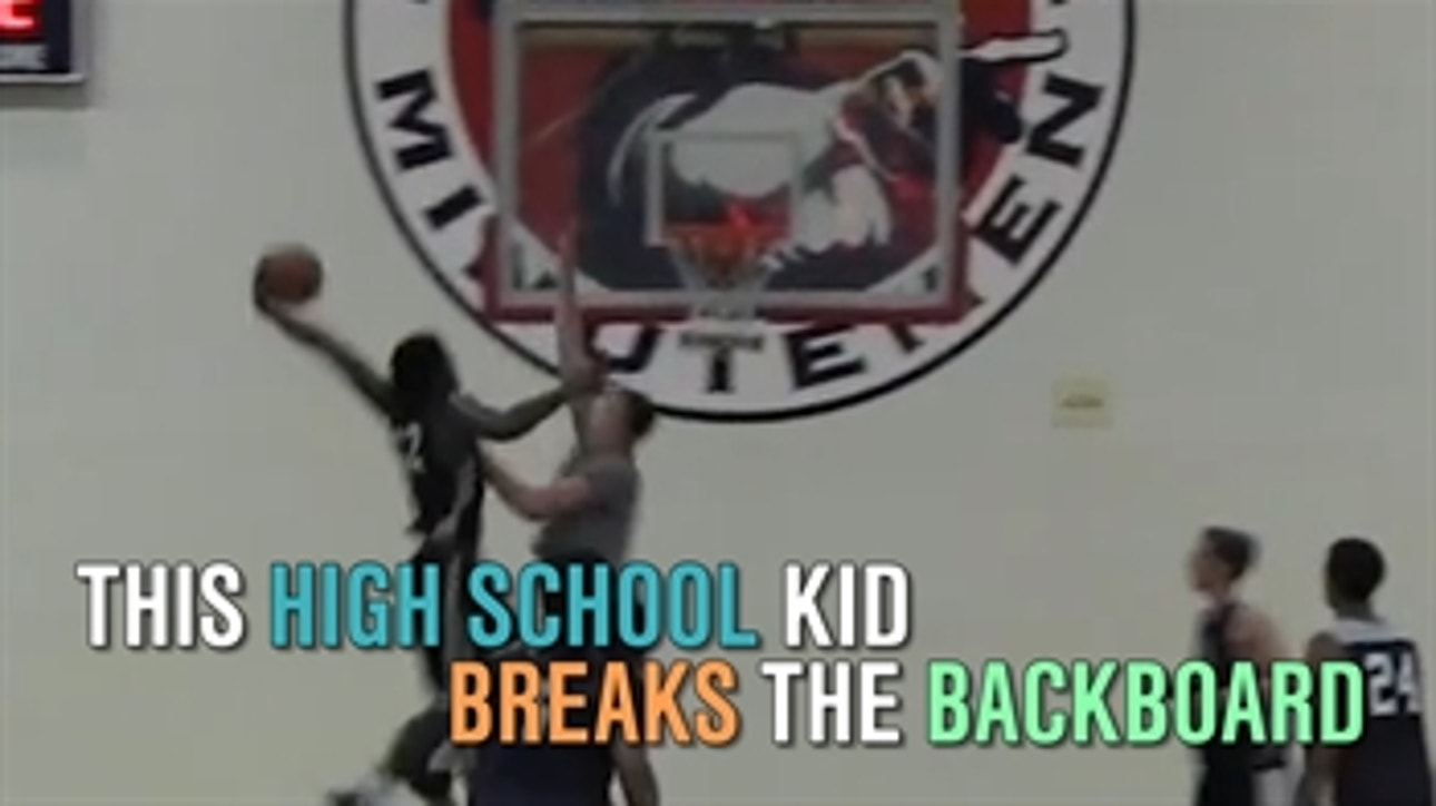 5 star recruit Cody Riley's attempted dunk shatters the glass