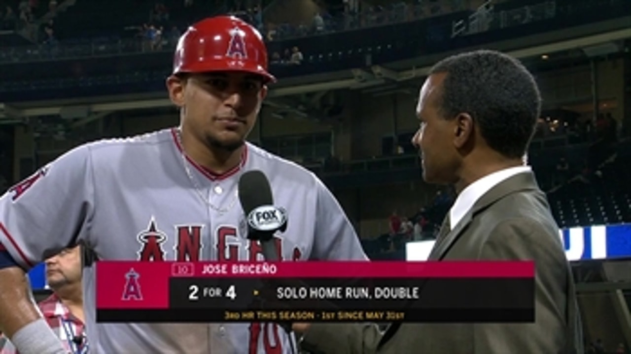 Hear from José Briceño on the field after the Angels exciting extra innings win