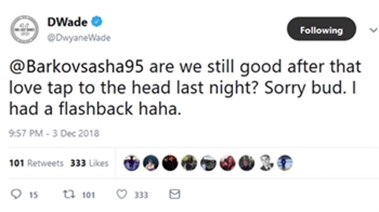 It's all love between Aleksander Barkov, Dwyane Wade after their collision Sunday