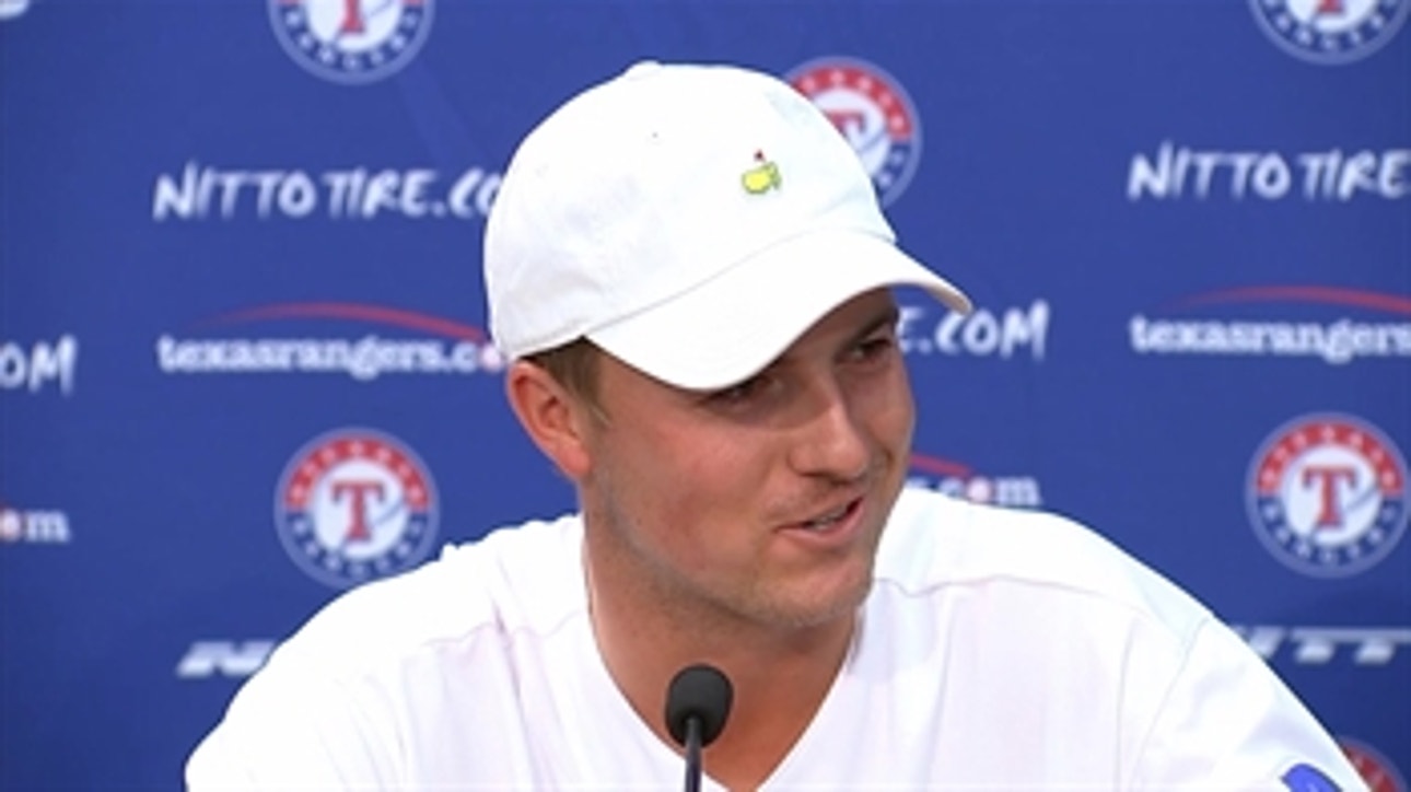 Jordan Spieth on throwing Rangers first pitch Tuesday