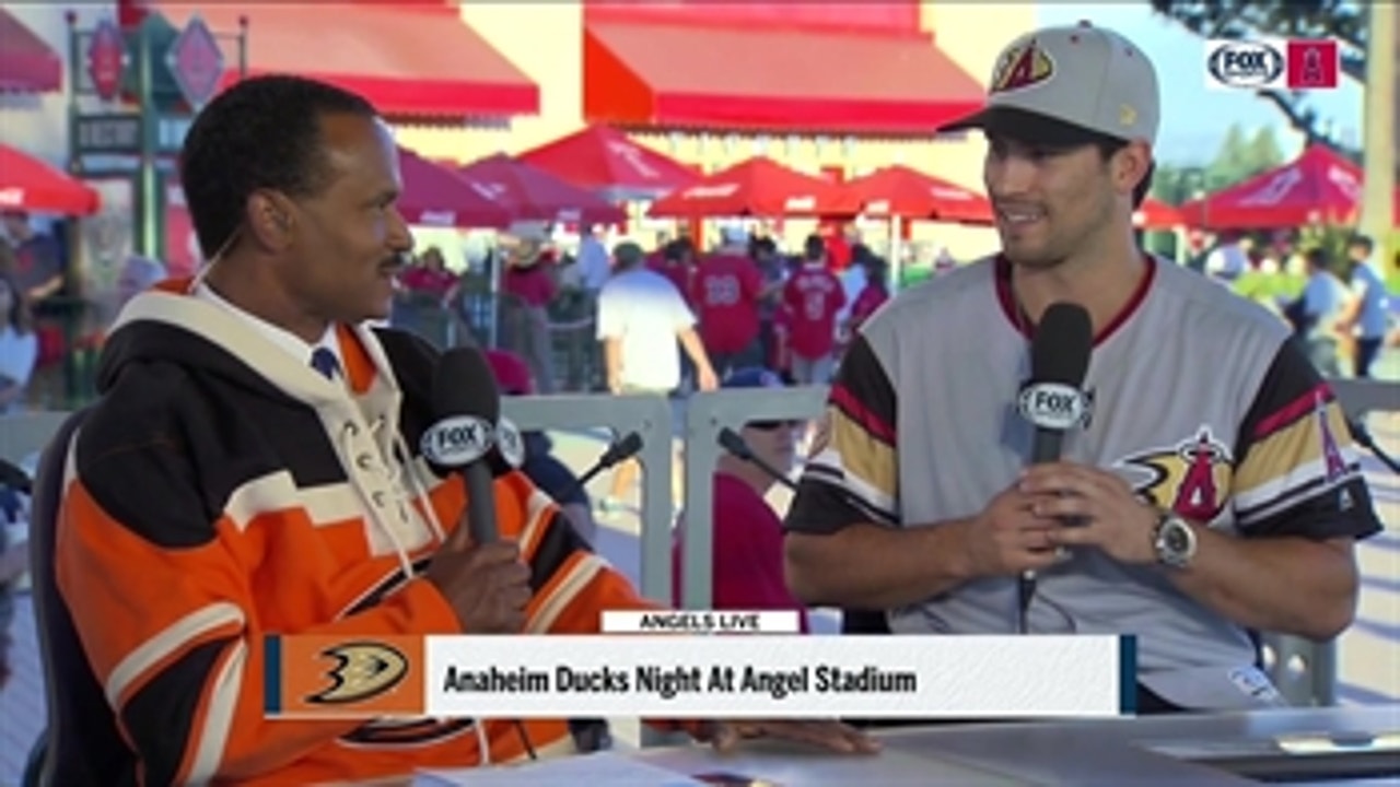 Ducks' Adam Henrique takes BP at Angel Stadium, talks 25 Hours Of Hockey