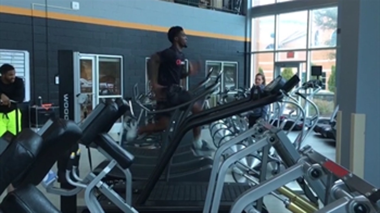 What is a curved treadmill all about and why is NFL prospect Leonard Floyd using one?