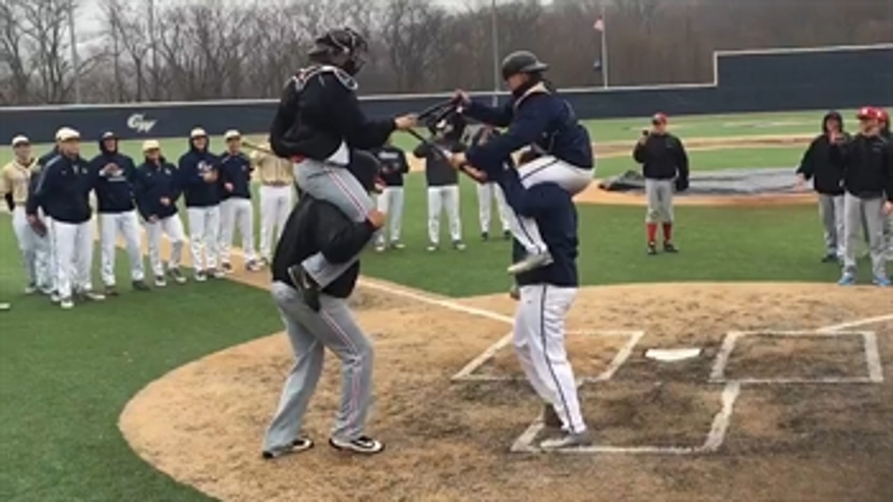College baseball teams square off in epic rain delay joust