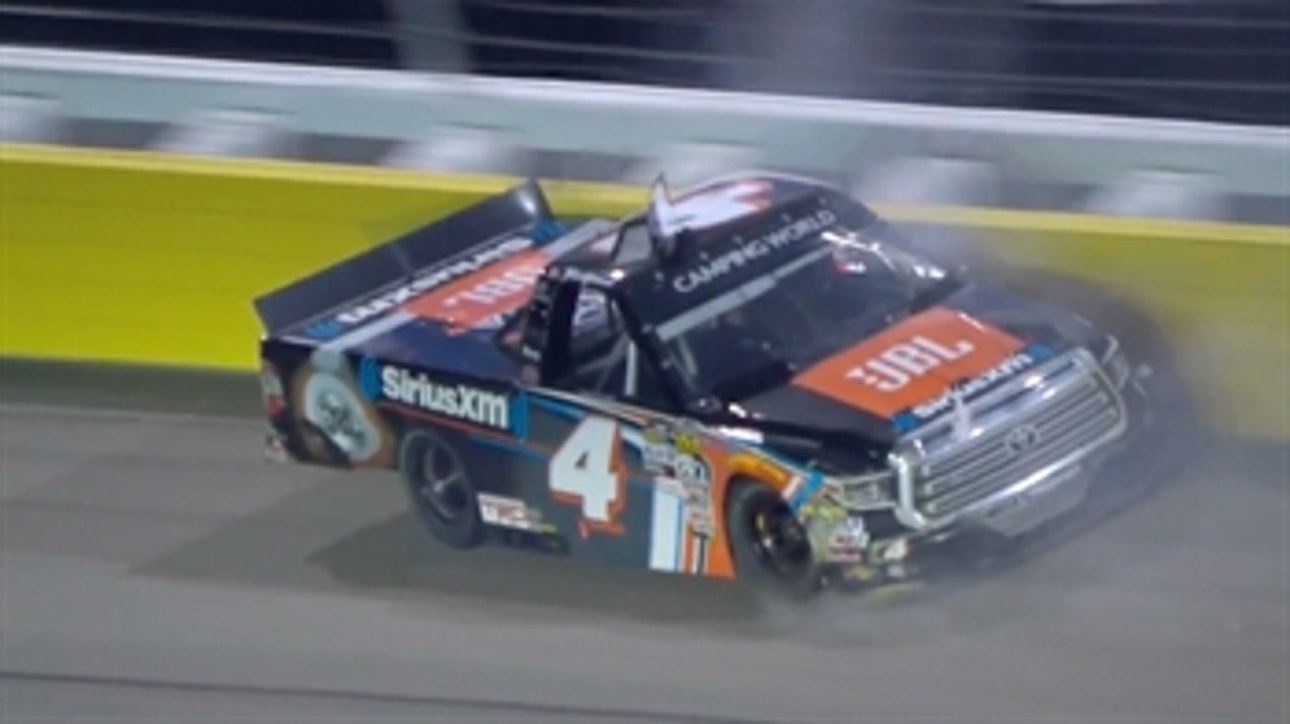 Jesse Little turns Todd Gilliland into the wall at Las Vegas | 2018 TRUCK SERIES | FOX NASCAR