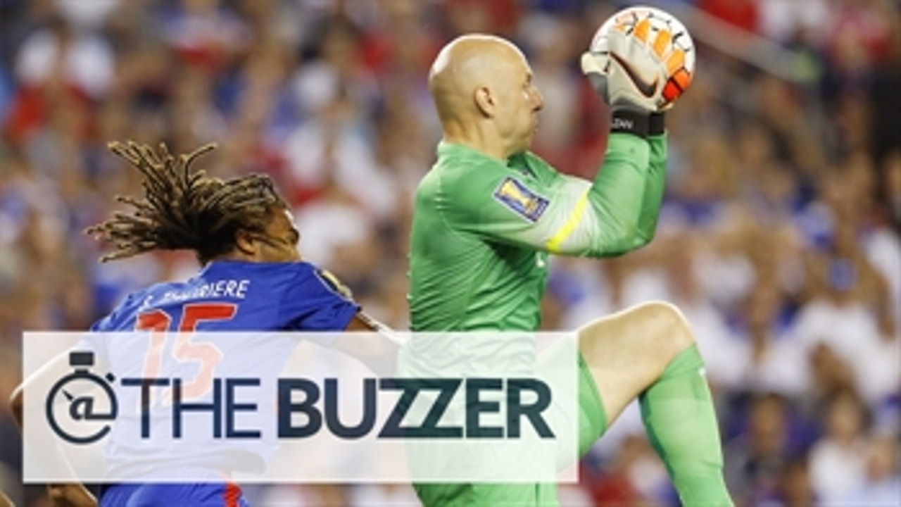 USA keeper Brad Guzan is pretty good with his left foot