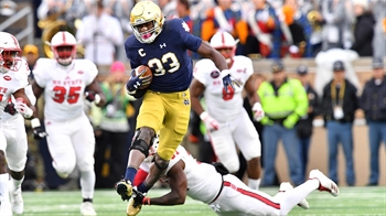 Josh Adams' 202 rushing yards help No.9 Notre Dame take down No.14 North Carolina State