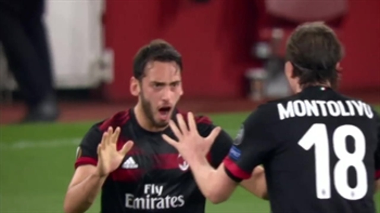 Hakan Calhanoglu scores a screamer for AC Milan ' 2017-18 UEFA Europa League Highlights