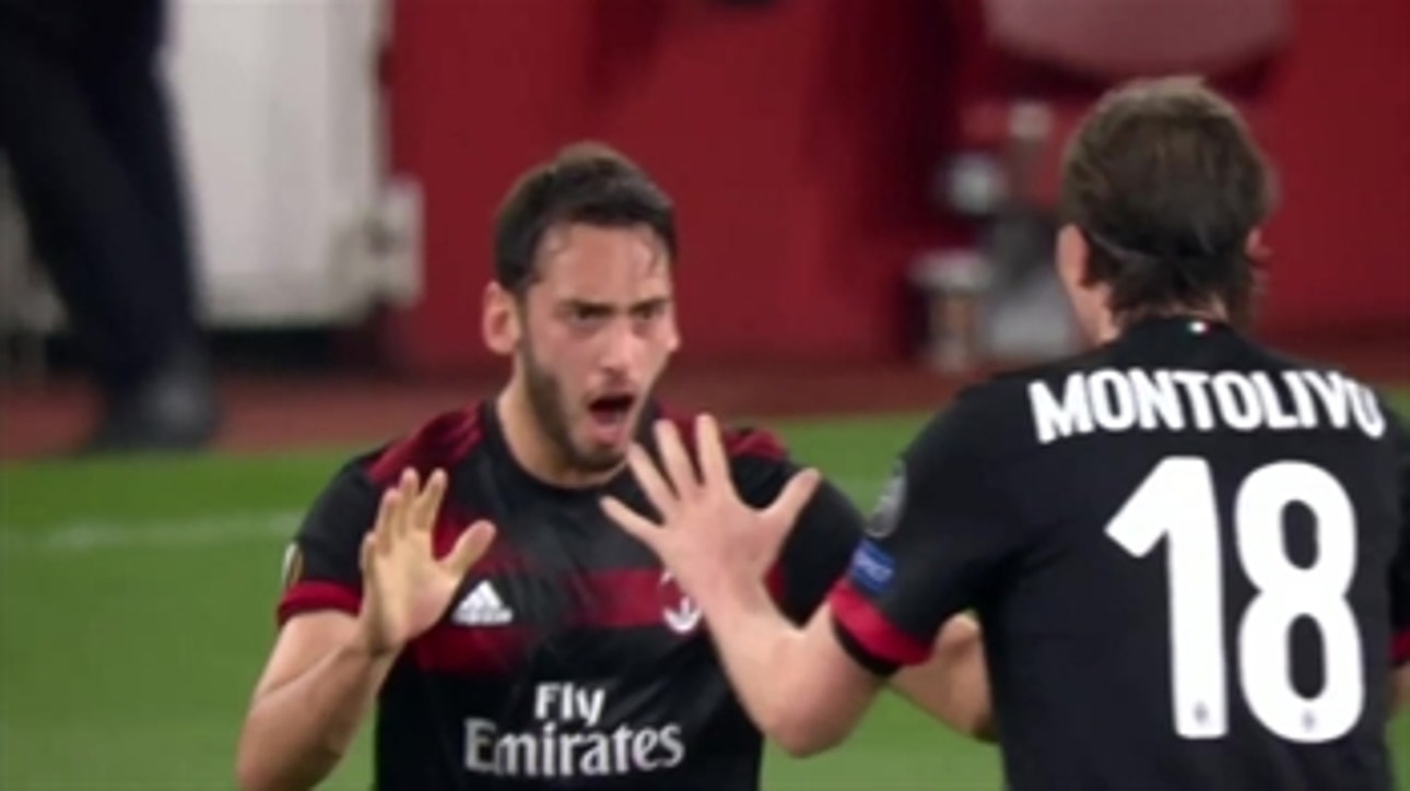 Hakan Calhanoglu scores a screamer for AC Milan ' 2017-18 UEFA Europa League Highlights