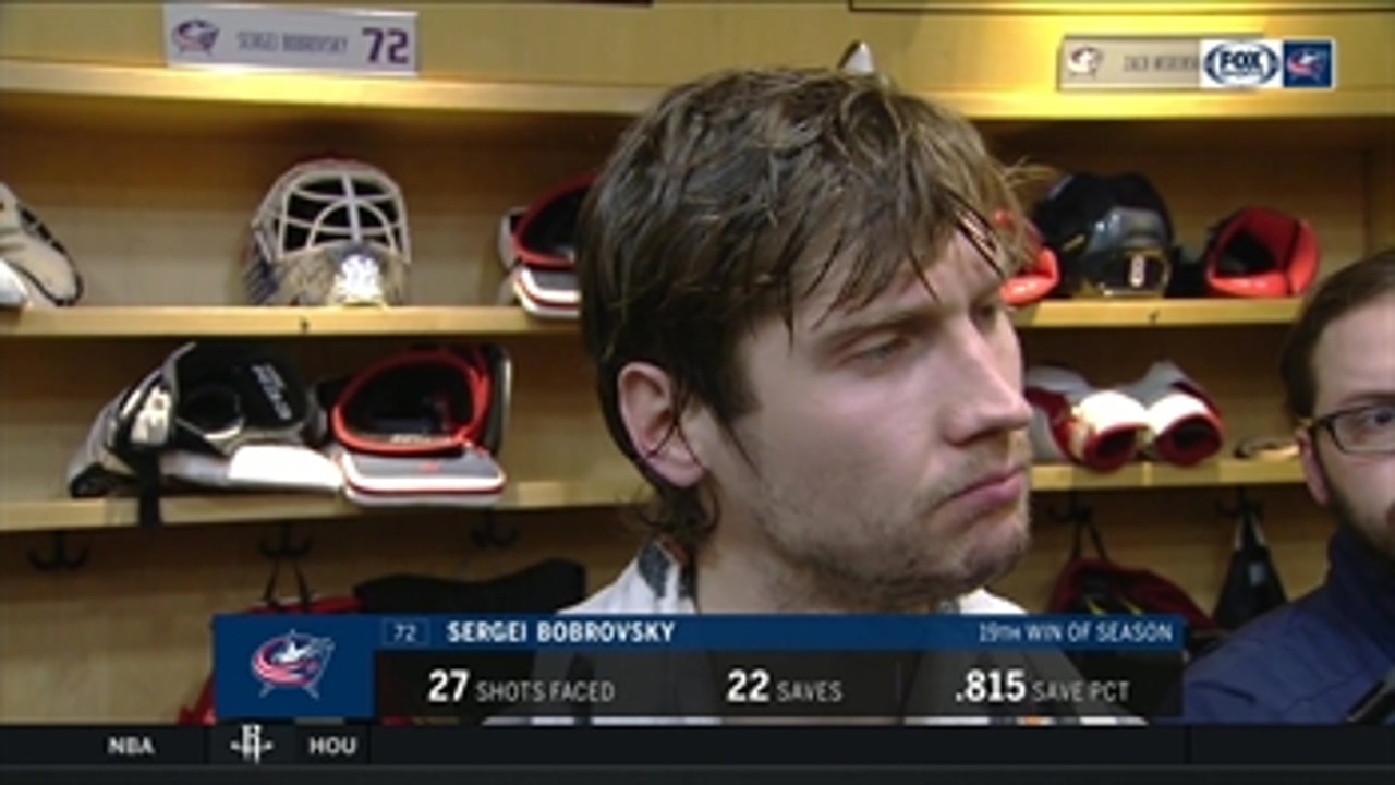 Sergei Bobrovsky happy to see Nick Foligno get the 7th goal in win over the New York Rangers