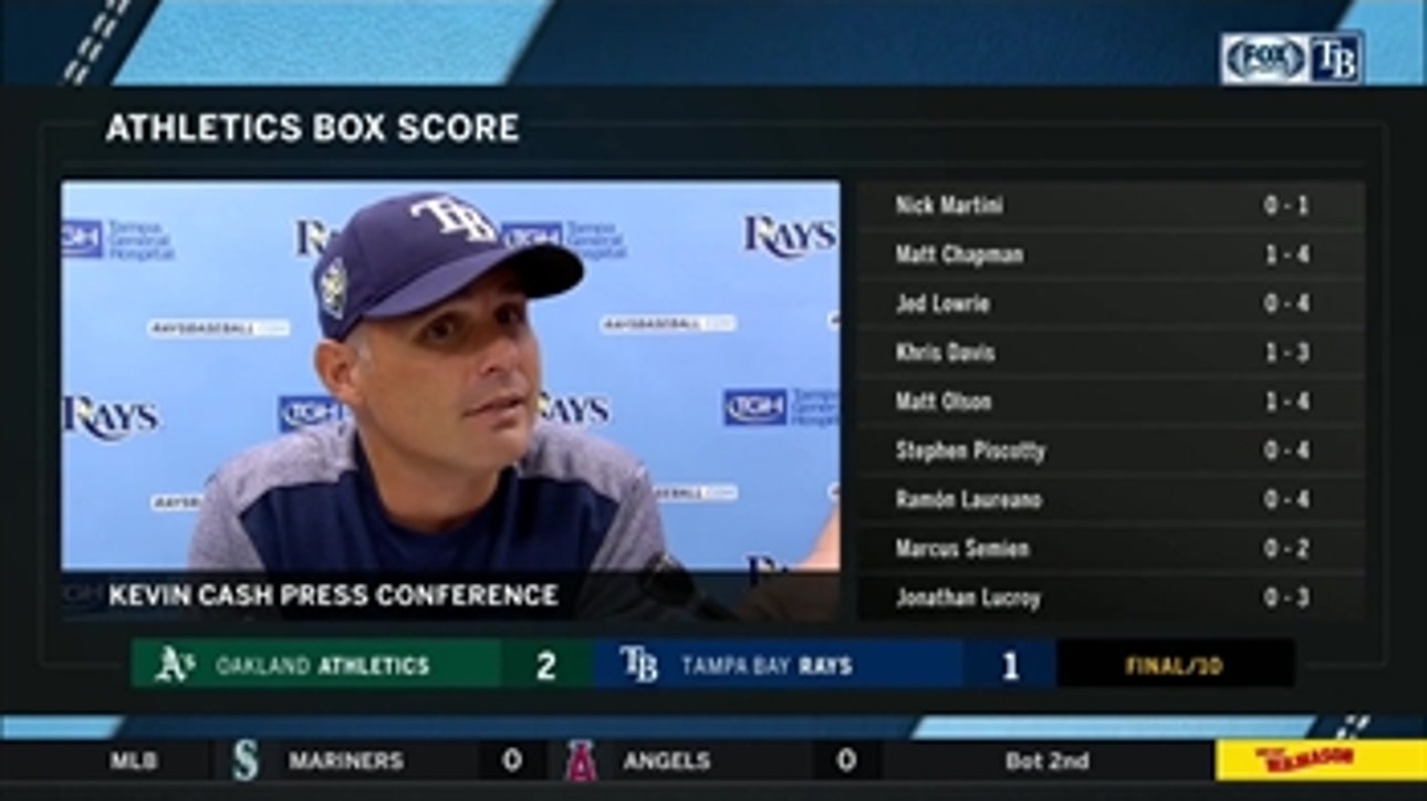 Kevin Cash breaks down defensive battle loss to A's