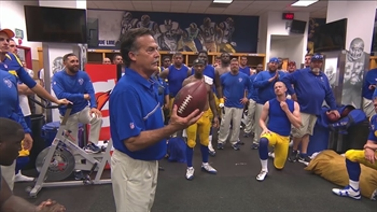 Jeff Fisher addresses his Rams after beating the Seahawks