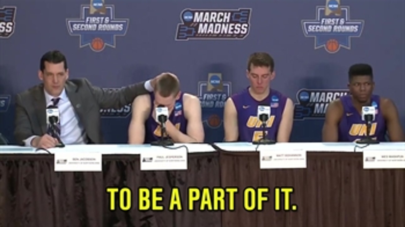 UNI players can't hold back tears after shocking loss to Texas A&M