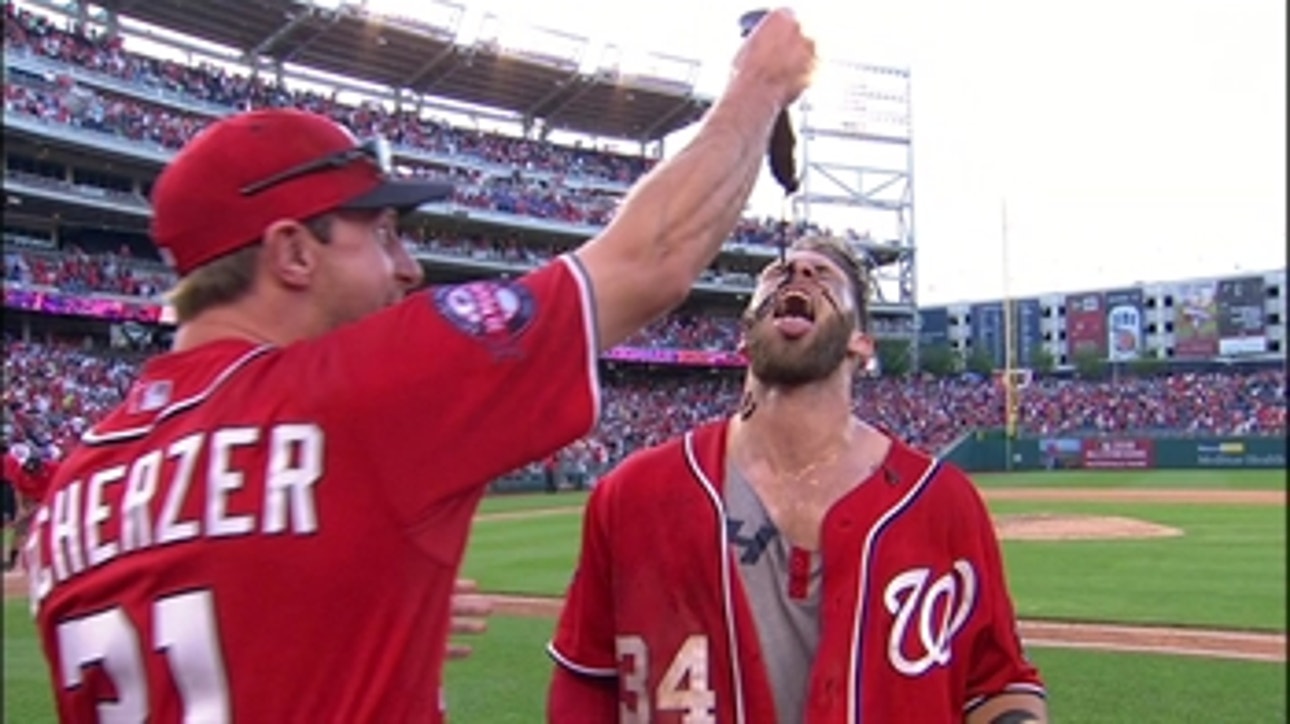 Bryce Harper hits walk-off, gets covered in chocolate sauce
