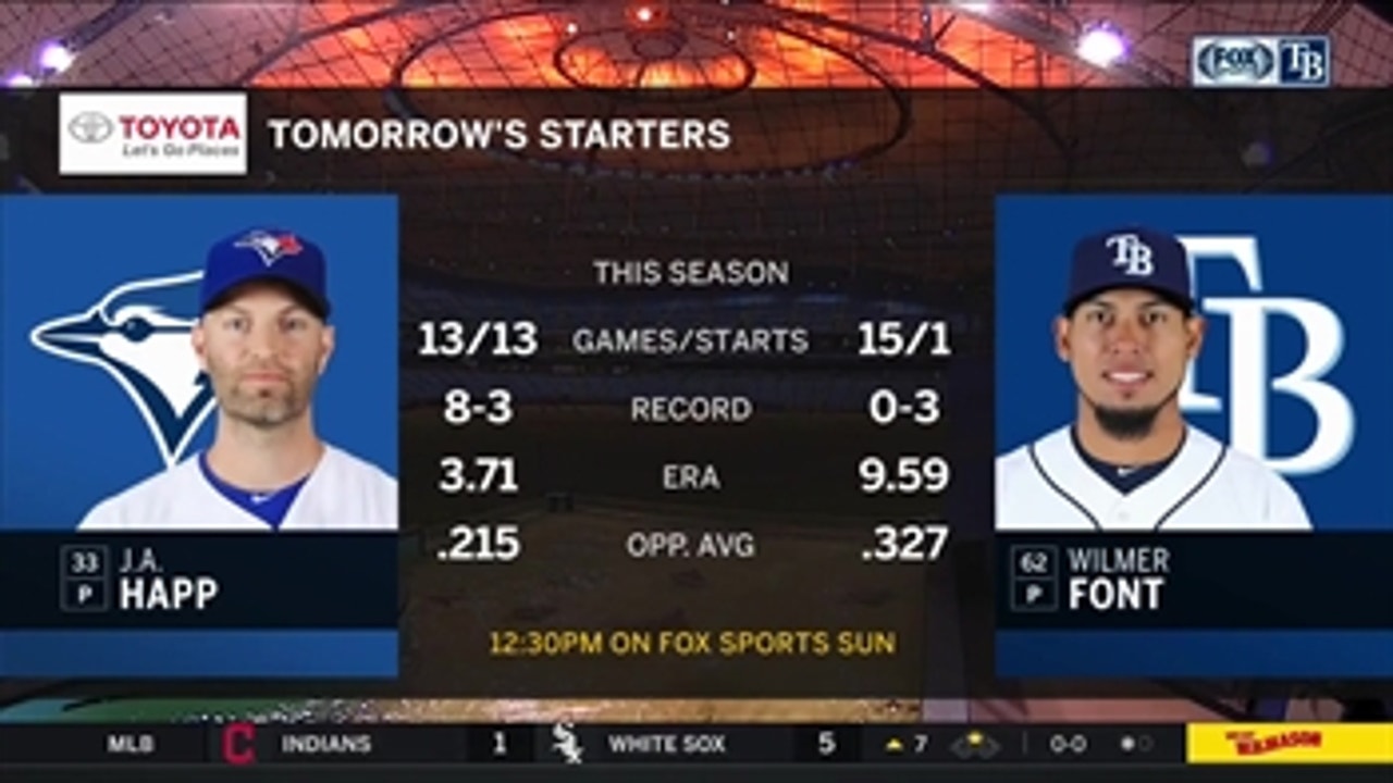 Wilmer Font, Rays look to sweep Blue Jays