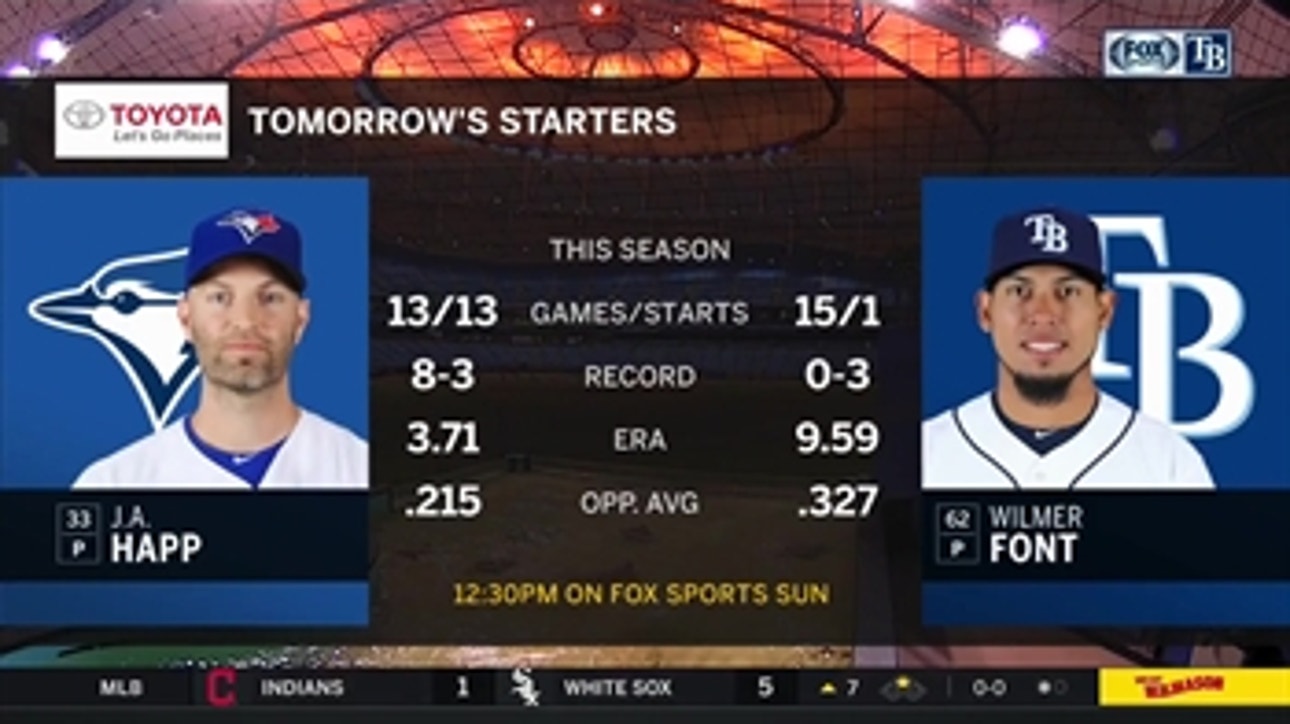 Wilmer Font, Rays look to sweep Blue Jays