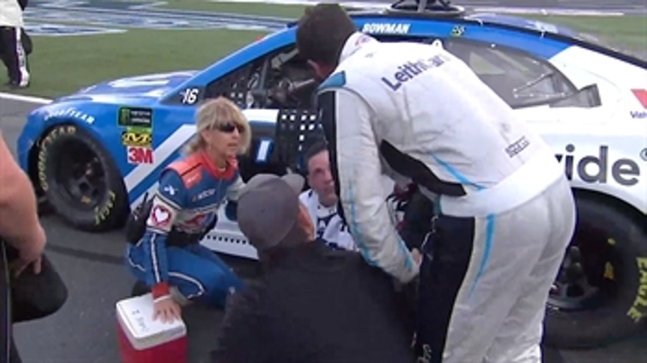 Bubba Wallace throws water on Alex Bowman after race