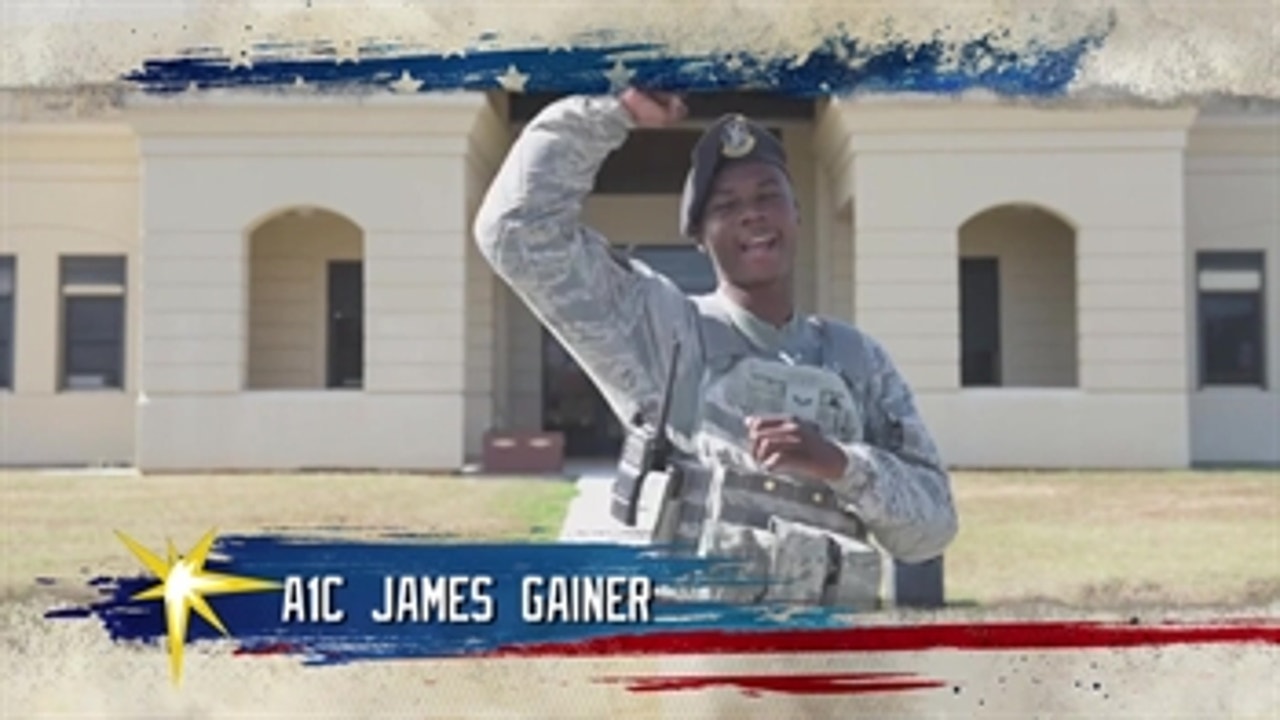 A1C James Gainer shouts out his family and the Rays!