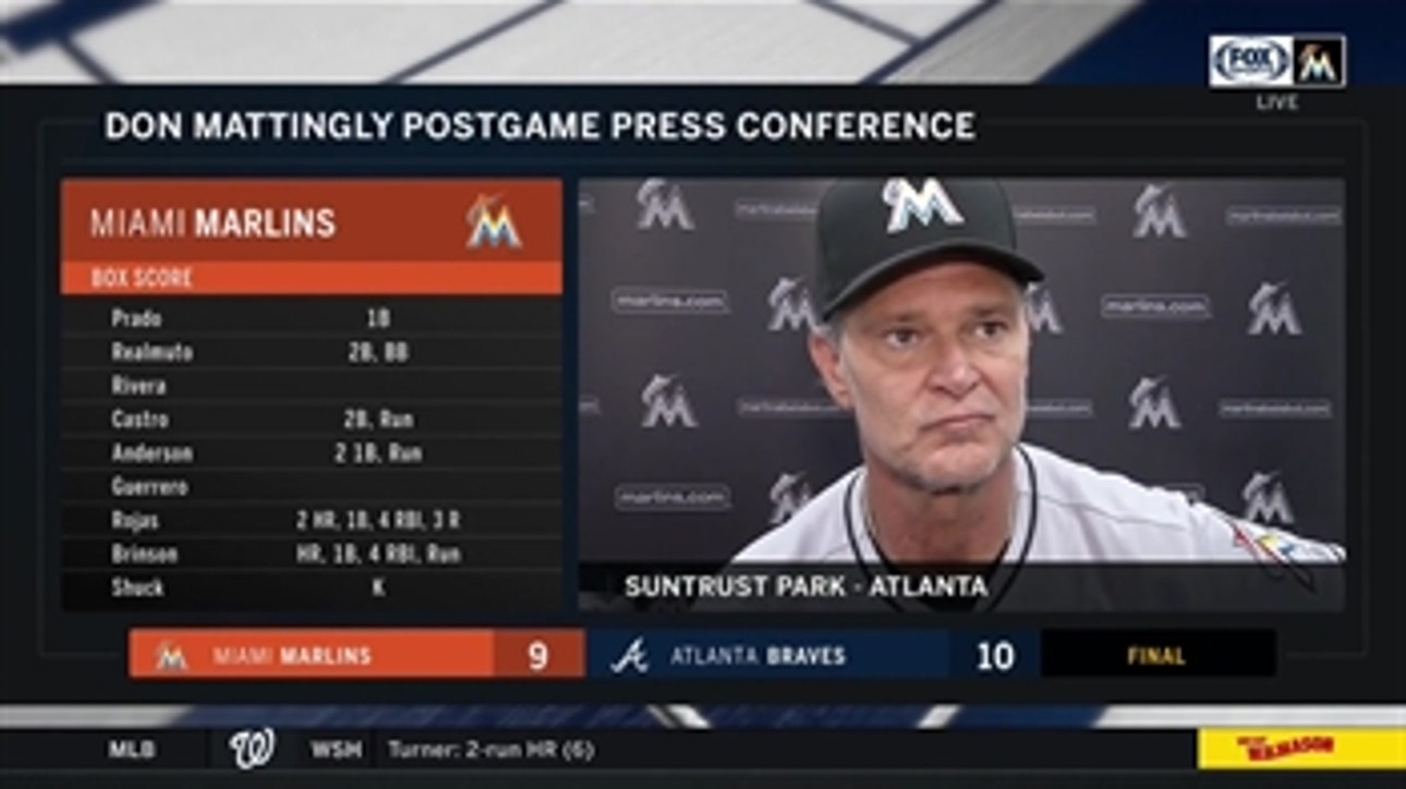 Don Mattingly talks about tough loss to the Atlanta Braves