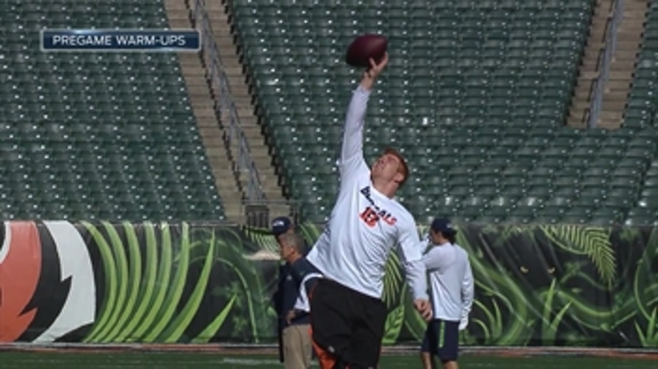Andy Dalton channels his inner Odell Beckham Jr. in pre-game warm ups