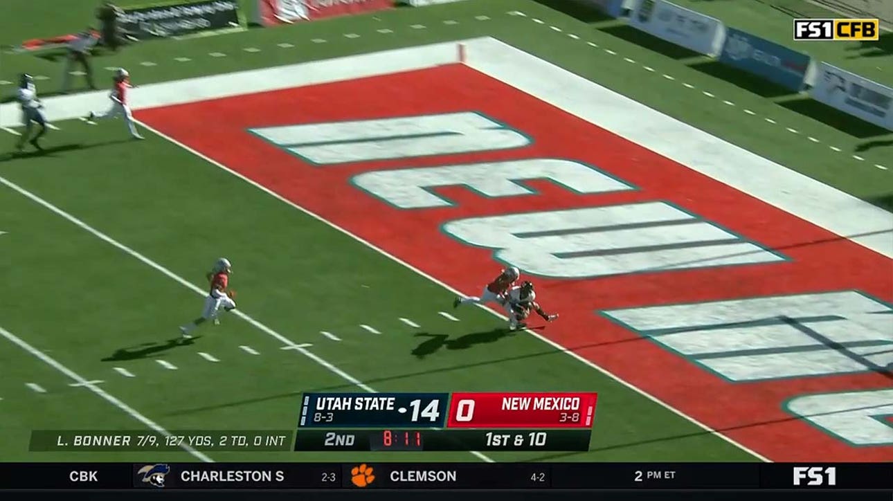 Logan Bonner finds Brandon Bowling for a 36-yard TD, Utah State extends lead over New Mexico, 21-0