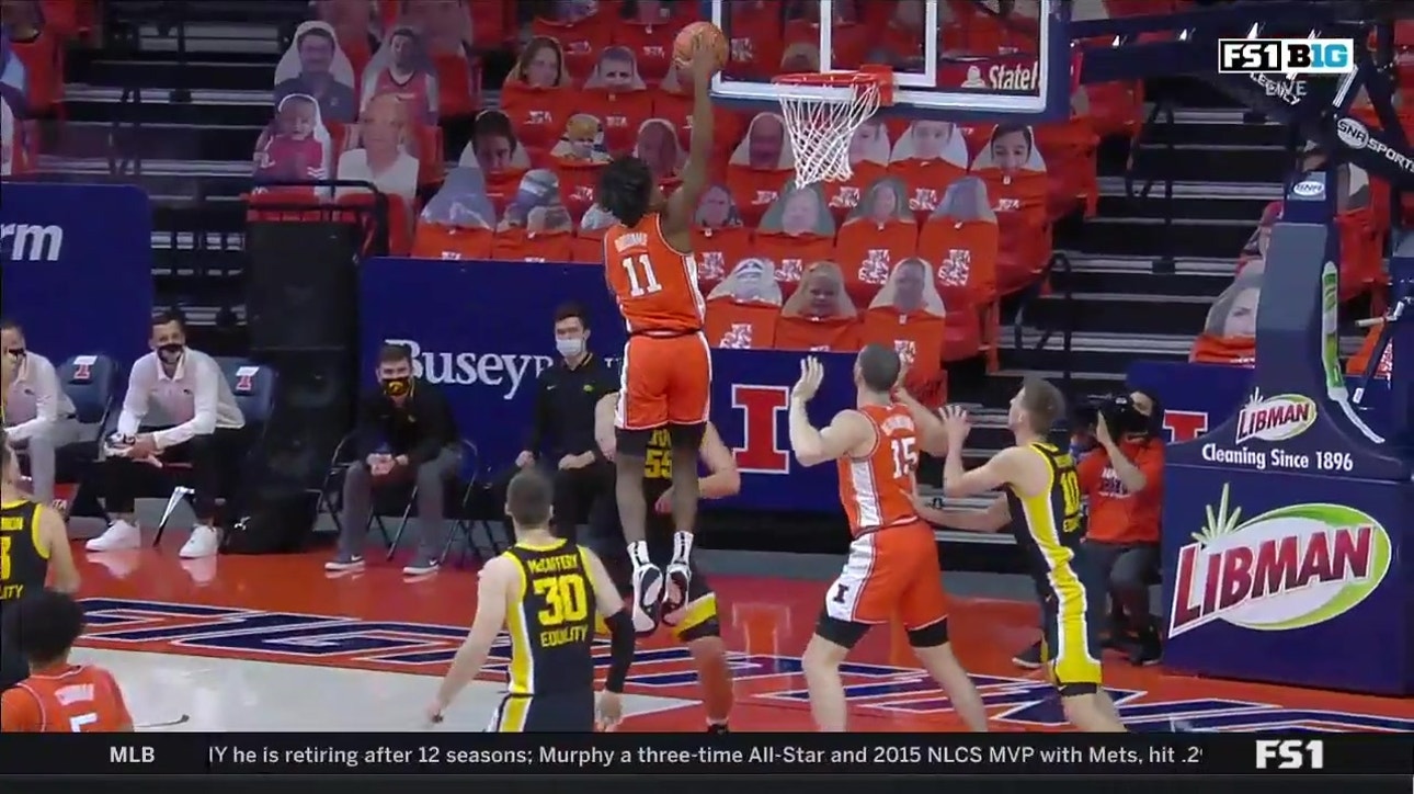 Ayo Dosunmu racks up 21 points as No. 19 Illinois leads No. 7 Iowa, 43-41, going into halftime