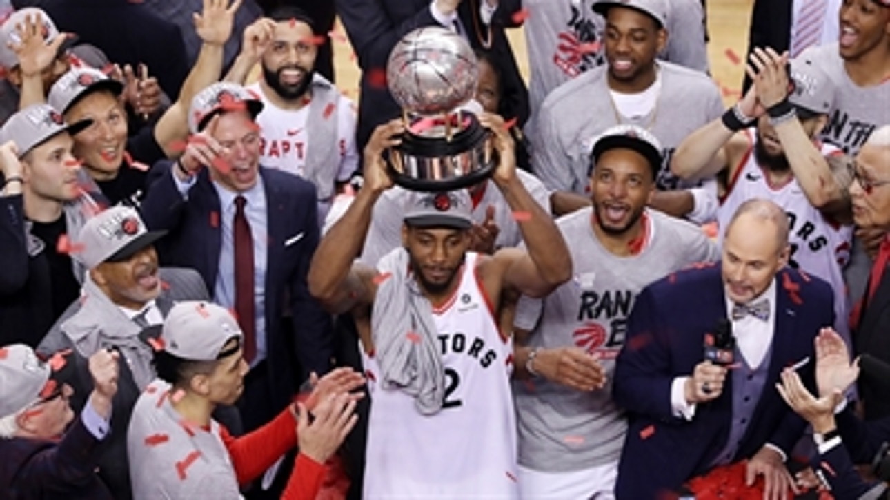 Cris Carter reacts to the Toronto Raptors winning the Eastern Conference Finals